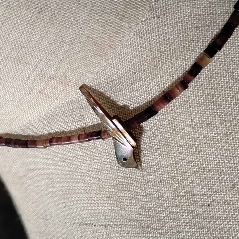 Vintage 16" Native Southwestern choker Bell Trading Company Abalone Fetish Bird.